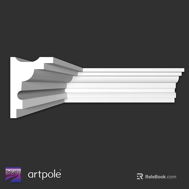 White Layered Architectural Molding Component With Structural Design For Interior Decoration 3d model 