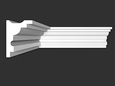 White Layered Architectural Molding Component With Structural Design For Interior Decoration 3d model