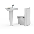 Modern White Ceramic Bathroom Set With Toilet Sink And Chrome Faucet