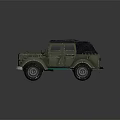 Vintage Green Military Vehicle with Black Top Classic Grille Headlights and Retro Design
