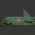 Green Circular Rusty Weapon With Cockpit Transparent Canopy Red Seats And Side Cannon Barrels
