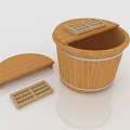 Wooden Foot Bath Bucket With Lid And Detachable Foot Scrubber For Home Use