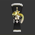 Anime Game And Movie Character With Cat Ears Blonde Hair Black Dress Yellow Tail