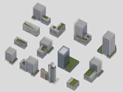 Modern Urban Architectural Models With High Rise Low Rise Buildings And Green Areas 3d model