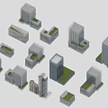 Modern Urban Architectural Models With High Rise Low Rise Buildings And Green Areas