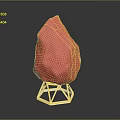 Red Gemstone Rough Displayed On Geometric Metal Stand With Dark Background 3d model
