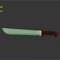 Serrated Blade Knife With Black Handle And Reflection On Smooth Black Surface