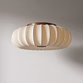 Modern Cream Fabric Ceiling Light With Pleated Design And Brown Trim 3d model