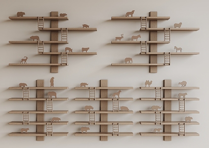 Nordic Animal Storage Rack Children's Wall Animal Storage Rack 3d model