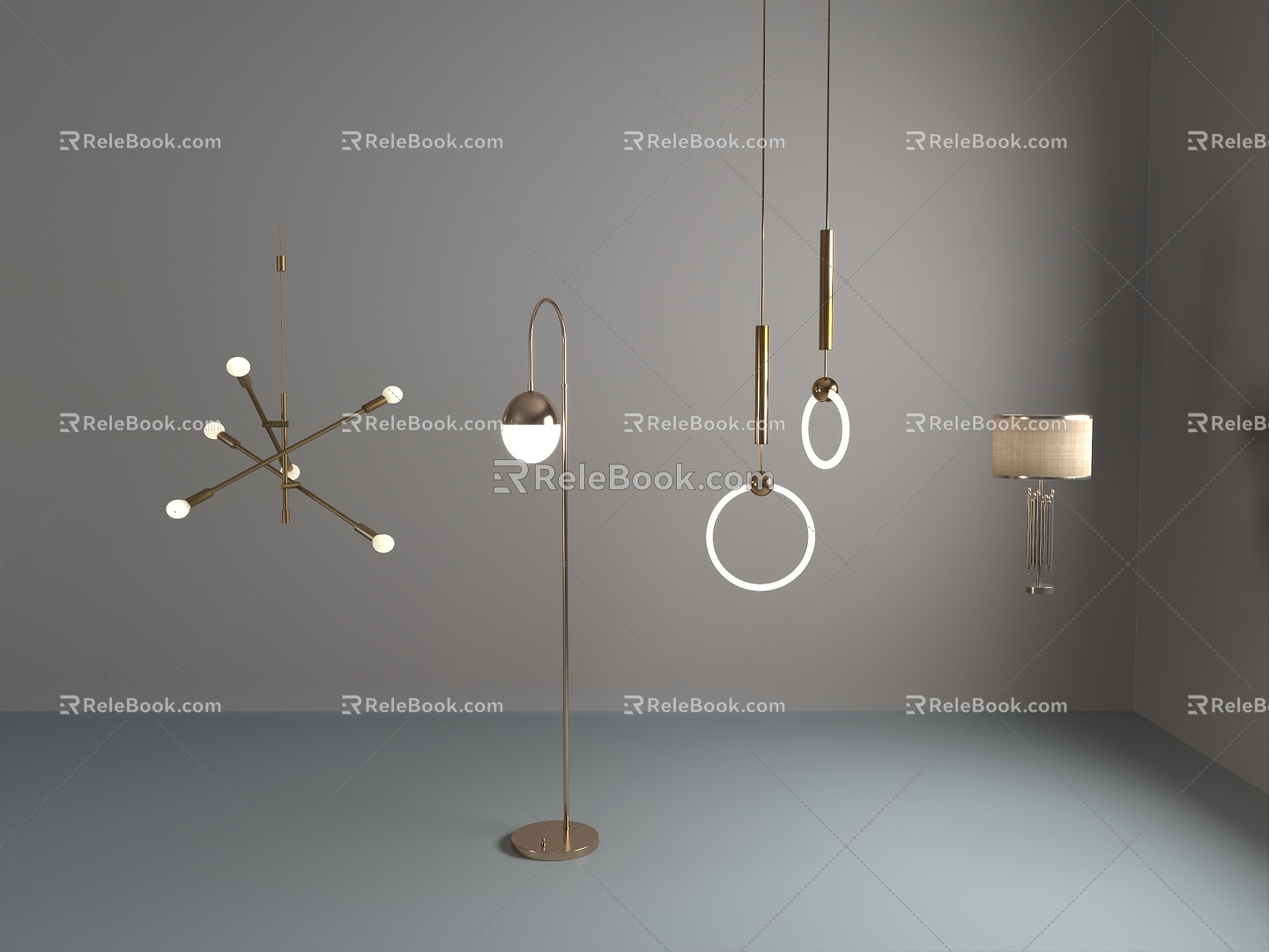 Chandelier Floor lamp Dining table chandelier Bedside lamp Double ring chandelier 3d model