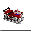 Colorful Red Bumper Car Amusement Ride With Black Seat White Decorations And Blue Button