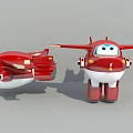 Red Cartoon Toy Planes Featuring Two Unique Designs On Gray Surface 3d model
