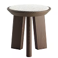 Modern Round Wooden Stools With White Upholstered Seats In Light Dark And Black Tones
