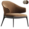 Elegant Modern Upholstered Dining Chair With Armrests And Dark Wooden Legs