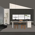 Modern Tea Room Interior Design With Wooden Furniture Tea Sets And Decorative Plants