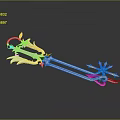 Fantasy Spear Weapon With Decorative Blue Yellow Star Accents 3D Rendered Game Style Design