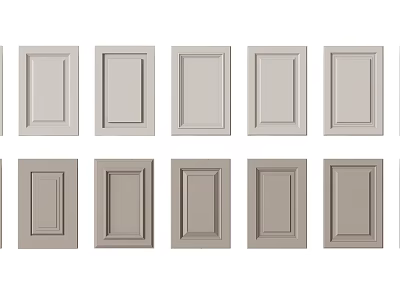 Different Styles of Kitchen Cabinet Doors in Light and Dark Gray Panel Designs 3d model