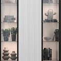 Elegant Modern Luxury Cabinet With Black Frame Glass Doors And Decorative Items