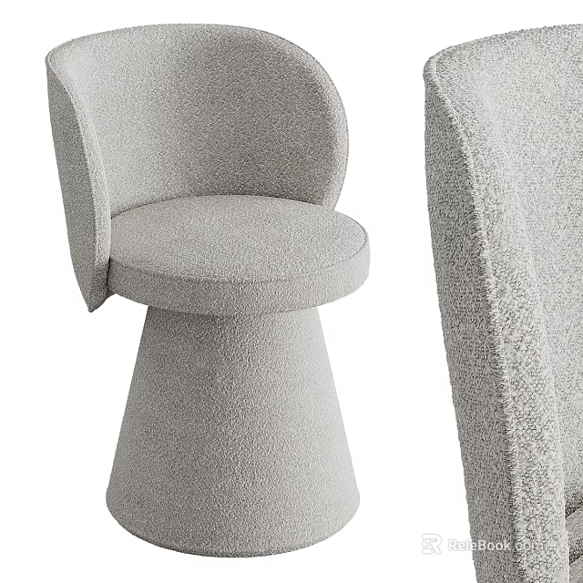Modern Minimalist Gray Chair With Armrest Round Seat Cushion And Conical Base 3d model 