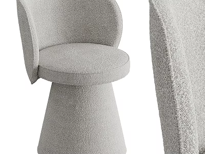 Modern Minimalist Gray Chair With Armrest Round Seat Cushion And Conical Base 3d model