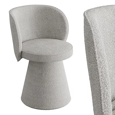Modern Minimalist Gray Chair With Armrest Round Seat Cushion And Conical Base 3d model