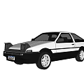 White Classic Two Door Car With Black Accents Square Headlights And Silver Wheels