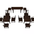 Traditional Wooden Dining Table Set With Classic Chairs And Elegant Design Elements 3d model