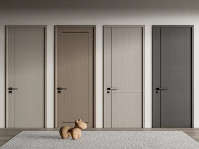 Modern Hinged Doors In Various Colors With Wooden Texture For Home Interior Decor 3d model