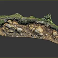 Natural Geological Landscape Cross Section Featuring Green Vegetation Rocks And Soil Layers