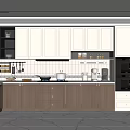 Modern Kitchen Interior with Island Countertop Two Tone Cabinets and Stainless Steel Appliances