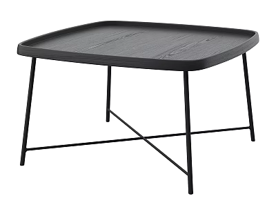 Modern Minimalist Coffee Table With Black Textured Top And Sturdy Metal Legs Design 3d model