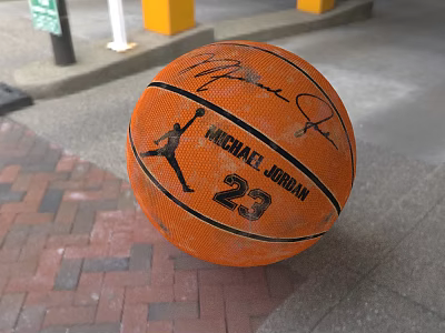 Autographed Michael Jordan 23 Basketball With Silhouette Logo And Signature 3d model