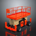 JLG Orange Scissor Lift With Hydraulic Platform And Heavy Duty Wheels 3d model