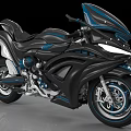 Sleek Black And Blue Sport Motorcycle With Aerodynamic Body Stylish Wheels And Ergonomic Seat