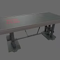 Sturdy Metal Office Desk With Mechanical Support Base And Red Surface Markings
