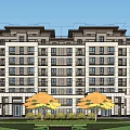 Modern Residential Building Exterior Design With Elegant Entrance And Stone Decorations
