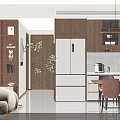 Modern Living Room Interior Design With Wooden Bookshelf Dining Table And Pendant Lights
