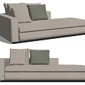 Modern Light Gray Fabric Chaise Lounge With Comfortable Cushions And Stylish Design