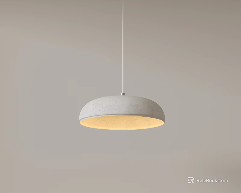 Minimalist Gray Dome Pendant Light For Modern Interior With Warm Glow 3d model