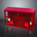 Red Fire Safety Equipment Storage Cabinet With Extinguishers Horns Axes