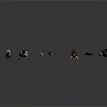 Various Marine Fish Species Arranged on Dark Reflective Surface with Realistic Details