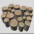 Stacked Wooden Stumps Of Various Sizes Showing Tree Trunk Cross Section Texture And Growth Rings