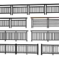 Various Metal Fence Styles With Vertical Slats And Decorative Rail Designs