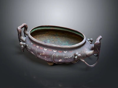 Traditional Copper Vessel With Bird Shaped Handles And Decorative Patterns 3d model