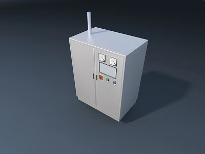 White Cabinet Industrial Equipment With Top Exhaust Pipe Control Panel And Double Doors 3d model