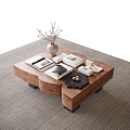 Modern solid wood coffee table 3d model