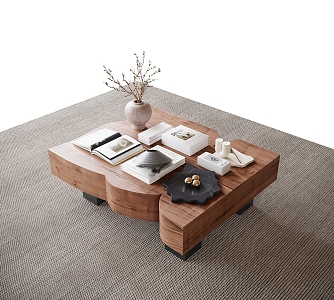 Modern solid wood coffee table 3d model