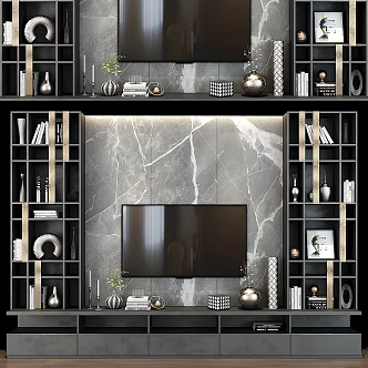 modern TV background wall light designled led high tech set 3d model