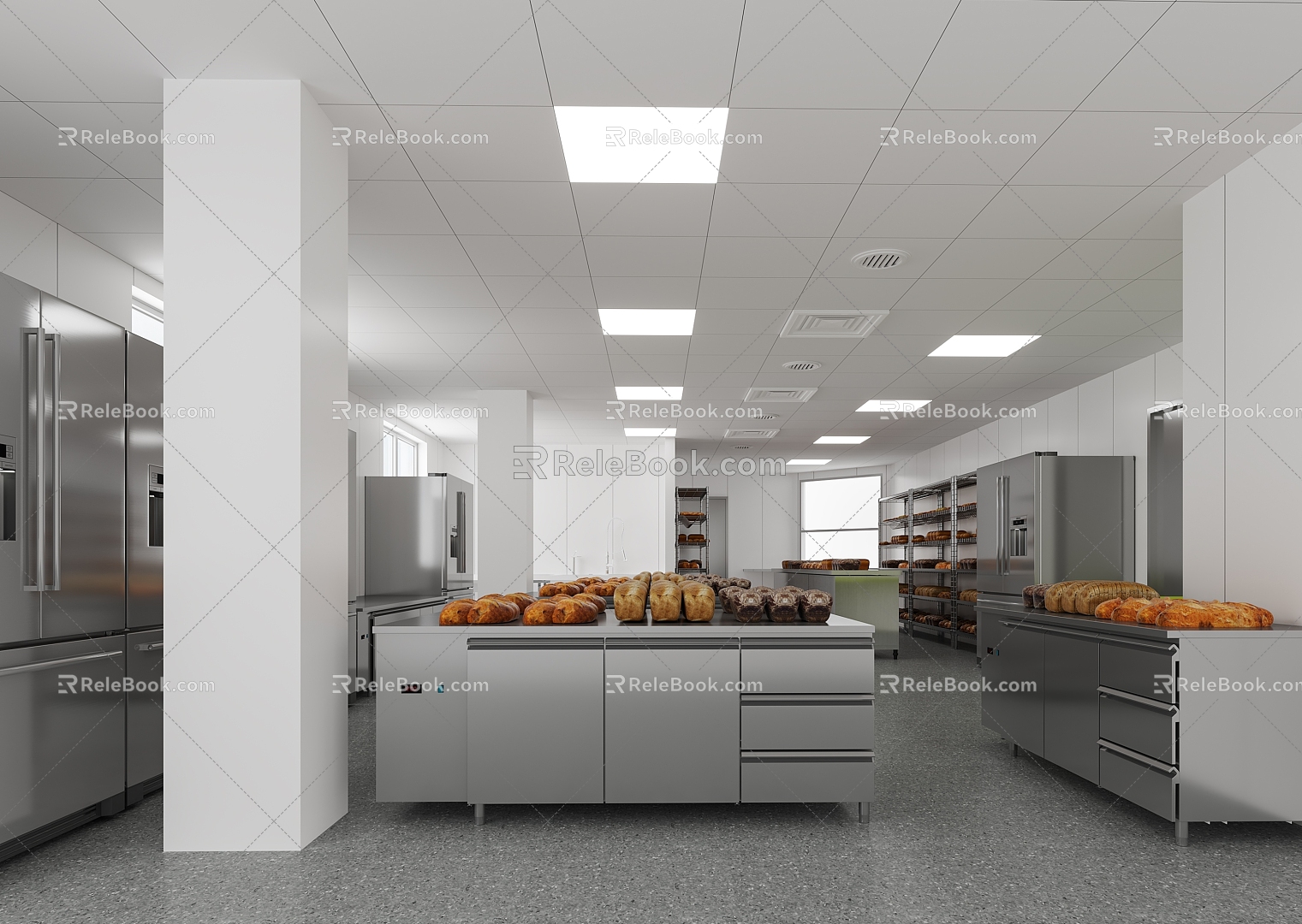 Modern back kitchen operating room 3d model