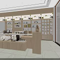 Tea Specialty Store Interior In Minimalist Design With Wooden Shelves Product Displays And Seating Area